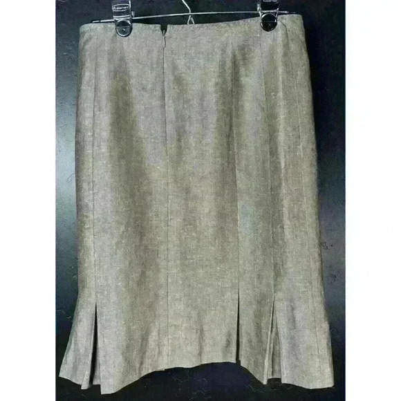 Tahari Arthur S. Levine Pleated Preppy Knee Length A-Line Skirt Brown Size 6 - Picture 5 of 5